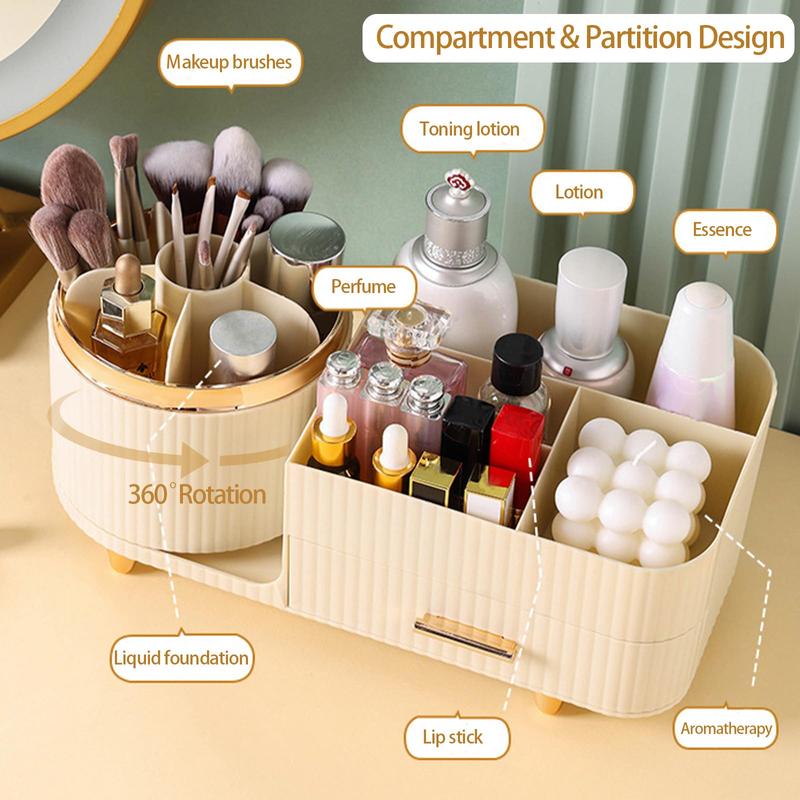 revolving jewelry cabinet Rotating Makeup-Organizer-Countertop for Vanity Skincare Organizer and Storage Cosmetics Display Cases Organizer Lotions Makeup Perfume Organizer with Brush Holder,Cream