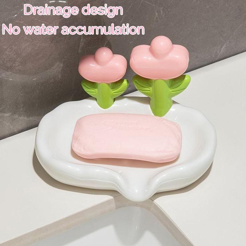 Flower Design Soap Dish, 1 Count Creative Soap Storage Box, Self-draining Soap Holder, Bathroom Soap Storage Rack, Cute Soap Storage Box, Home Decor