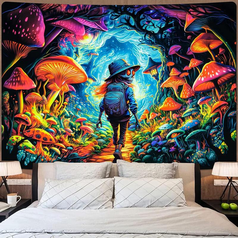 UV Glow Skull Tapestry - Cool Eye-catching Wall Decor for Teen Bedrooms