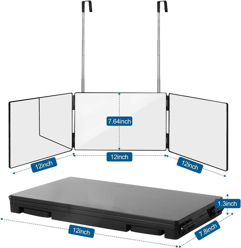 Hot 3 Way Trifold Haircut Mirror Makeup Mirror, 360 Degree Mirror for Hair Cutting, Shaving, Grooming, Hair Styling, Dye Hair and Makeup with Adjustable Height Brackets, Portable for Travel, Bedrooms, Bathroom