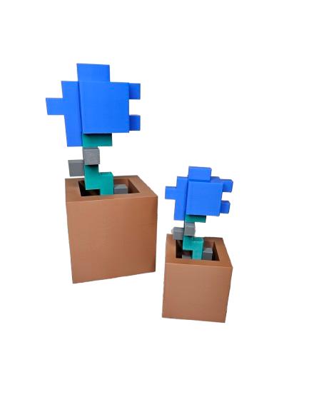 Minecraft Inspired Roses 3d Printed With Pot - Minecraft Decor - Artificial Flower - Decorative - Nature - Rose