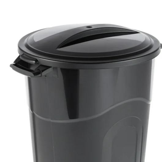 32 Gallon Heavy Duty Plastic Garbage Can with Lid, Indoor Outdoor, Black