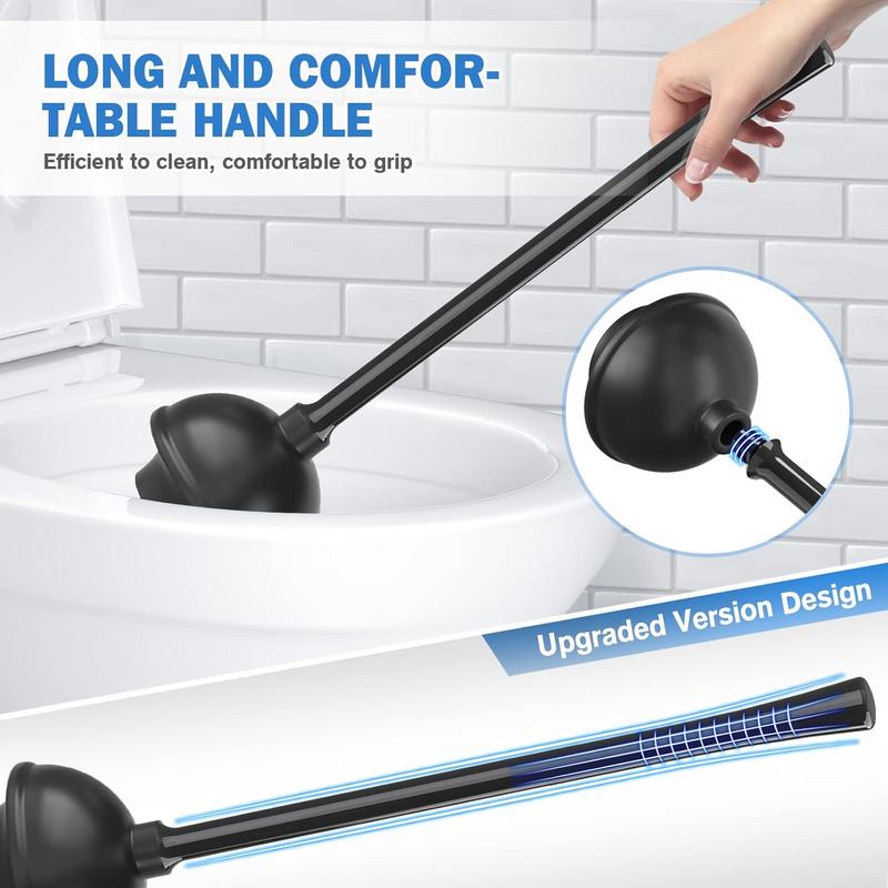 Toilet Plunger and Brush, Bowl Brush and Heavy Duty Toilet Plunger Set with Ventilated Holder, 2-in-1 Bathroom Cleaning Combo with Modern Caddy Stand