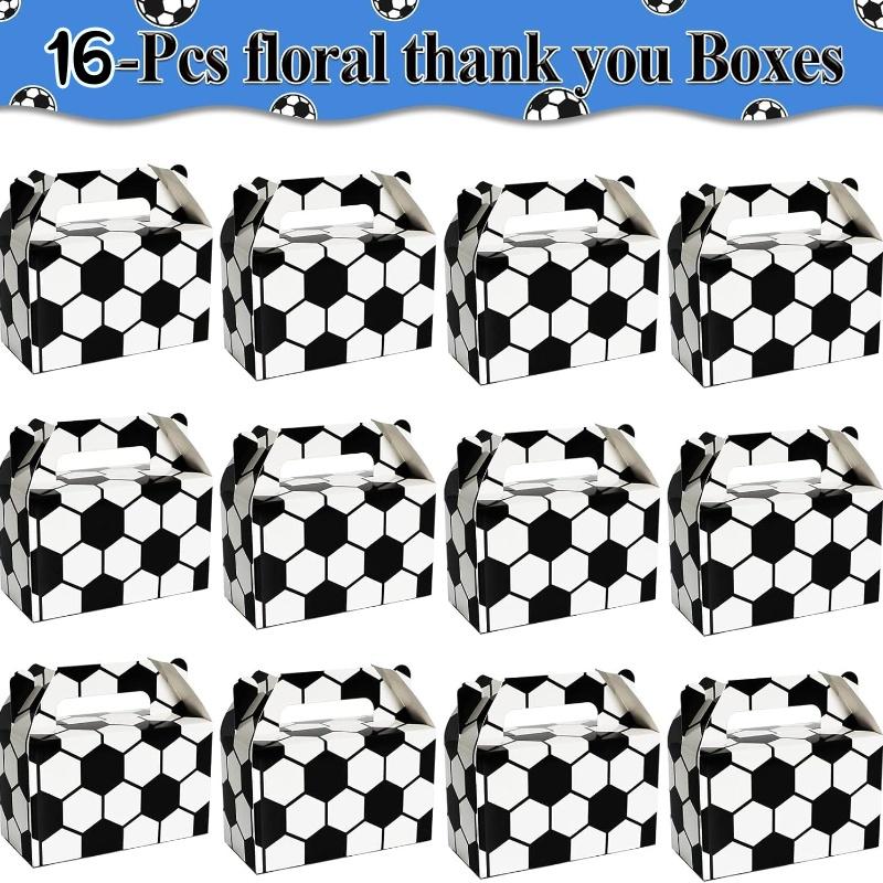 16 Pcs Soccer Treat Boxes Sport Party Supplies Favors Football Bags Candy Goodie Gift Boxes for Soccer Team Birthday Football Mtch Decorations