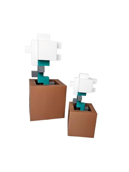 Minecraft Inspired Roses 3d Printed With Pot - Minecraft Decor - Artificial Flower - Decorative - Nature - Rose