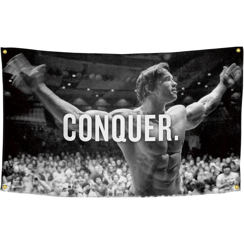 Conquer Flag for Arnold Schwarzenegger 40x60inch Funny Poster Banner Wall Outdoor Hanging Flag for College Dorm Room Decor