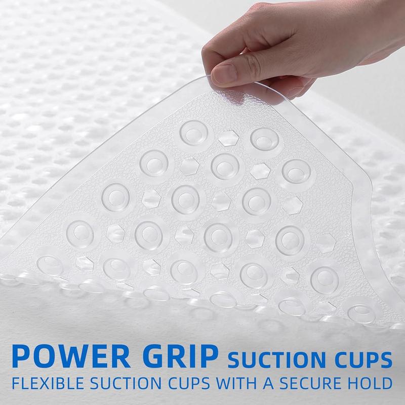 Shower and Bathtub Mat,40x16 Inches,Extra Long Non Slip Mats with Suction Cups and Drain Holes, Machine Washable and Anti Slip Bathmats, Bathroom Mats for Tub Nonslip (Clear)