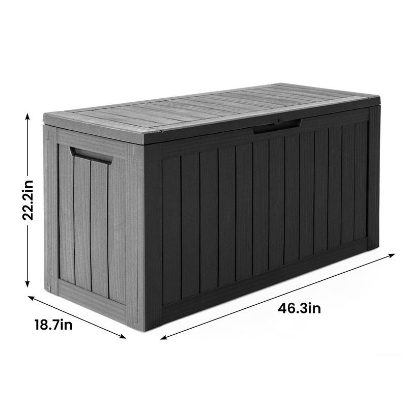 30 81 Gallon Deck Box for Patio Furniture, Pool Accessories, and Storage for Outdoor Toys, Black Brown