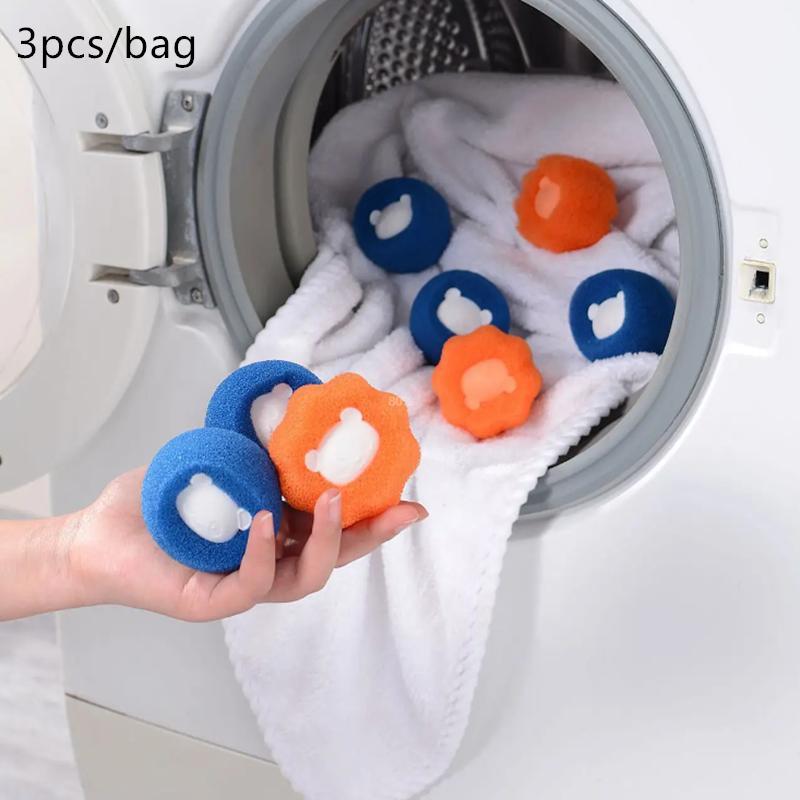 Reusable Hair Remover Laundry Ball Set, 3 Counts set Summer Washing Machine Hair Catcher Dryer Ball for Clothing Dog Cat Pet Hair Remover, Fall Decor,  Laundry Products