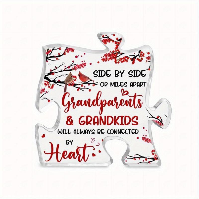 Grandparent Acrylic Puzzle Sign, Puzzle Piece Decor, Gifts For Grandma Grandpa from Grandkids, Valentines Gift, Birthday Gifts from Grandson Granddaughter, Acrylic Table Decor, Stuff for Grandma