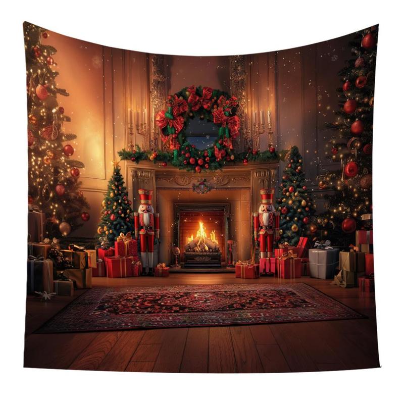 Christmas Themed Tapestry, Fireplace Pattern Wall Hanging, Wall Decor for Home Living Room Bedroom, Home Decor, Room Decor, Bedroom Accessories