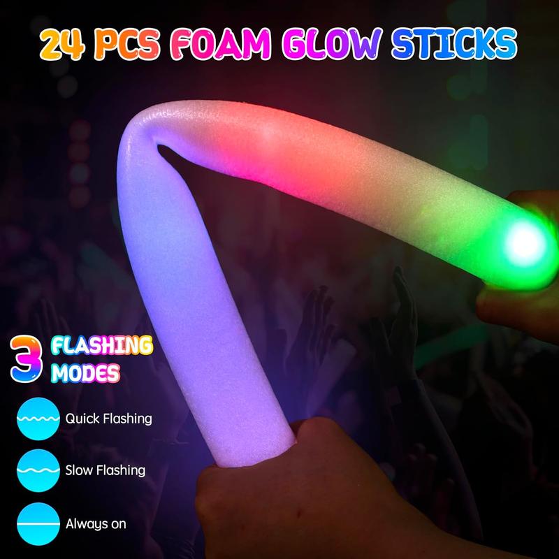 272 count Glow in the Dark Party Supplies, Glow Sticks Bulk Party Pack, 24 count  Glow Sticks, 24 count LED Glasses, 24 count LED Light Up Rings and 200 count Glow Sticks for Neon Party Decorations, Wedding