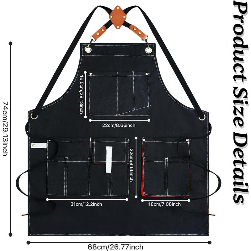 Cotton Black Bib Apron 2 Pack with 4 Pockets Adjustable Straps Cooking Baking BBQ Art Aprons for Women Men Adults