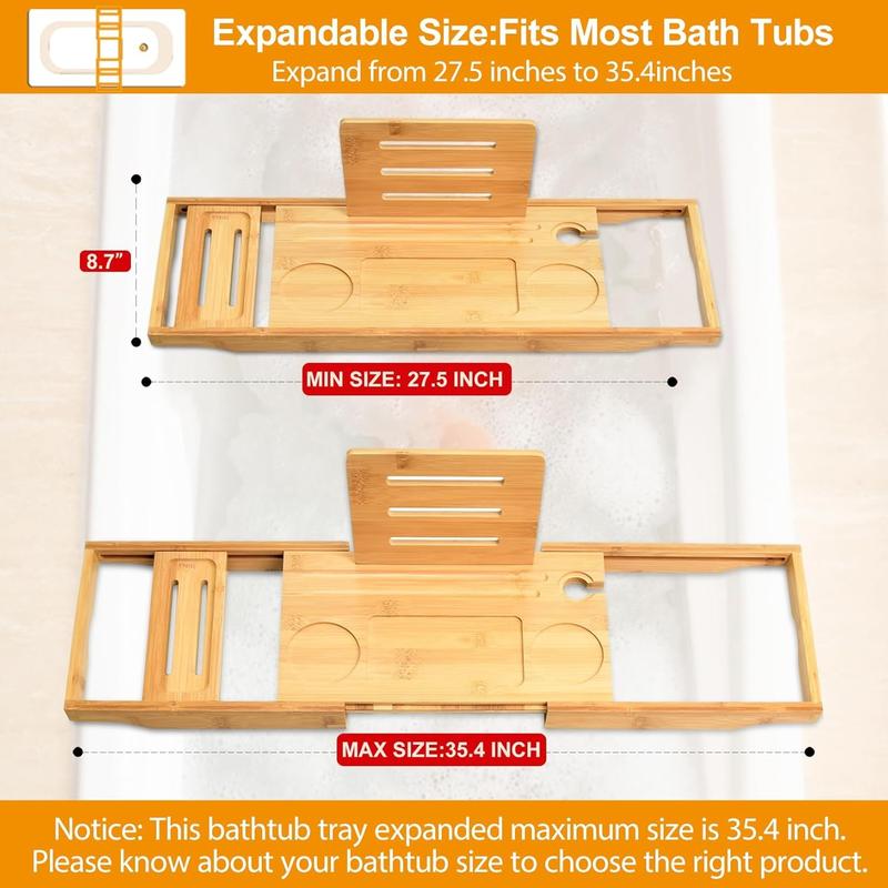 Luxury Bathtub  Tray - Bath Tray Expandable - Bath Tub Tray Table for Bathtub - Bath  Tray for Bathtub, Ajustable Size, Fits  Tubs