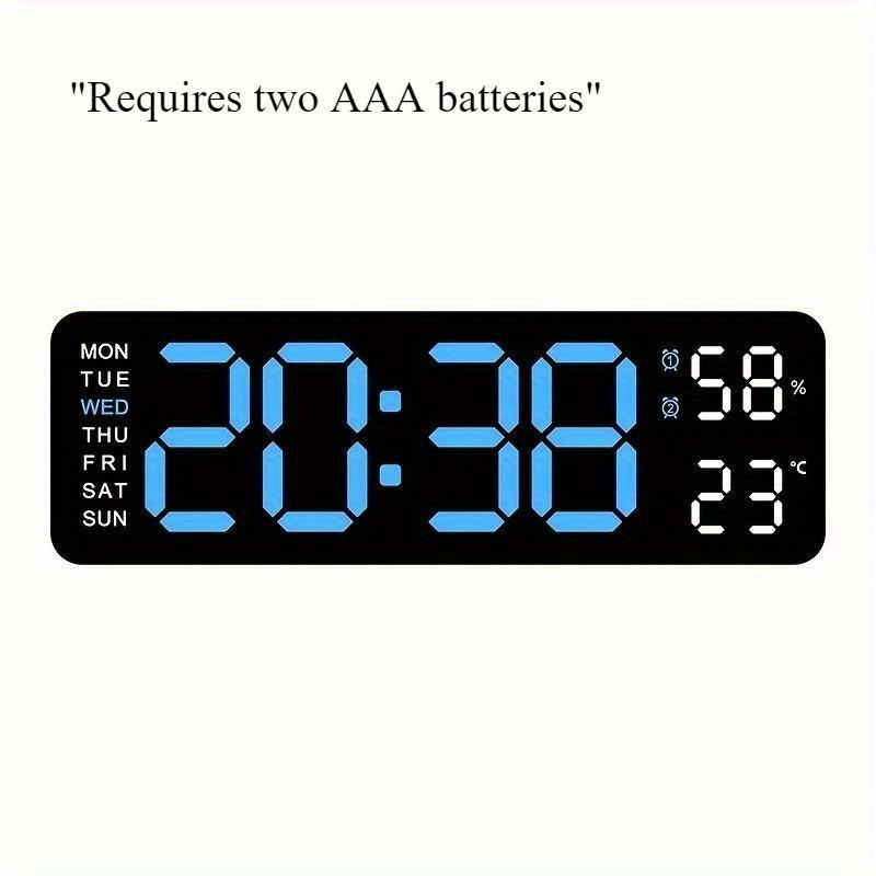 Large Display Digital Alarm Clock, 1 Count Battery Powered Easy-to-read Multi-function Temperature Humidity Date Display Wall Clock, Wall Mountable Clock for Home, Office, School(without Battery)