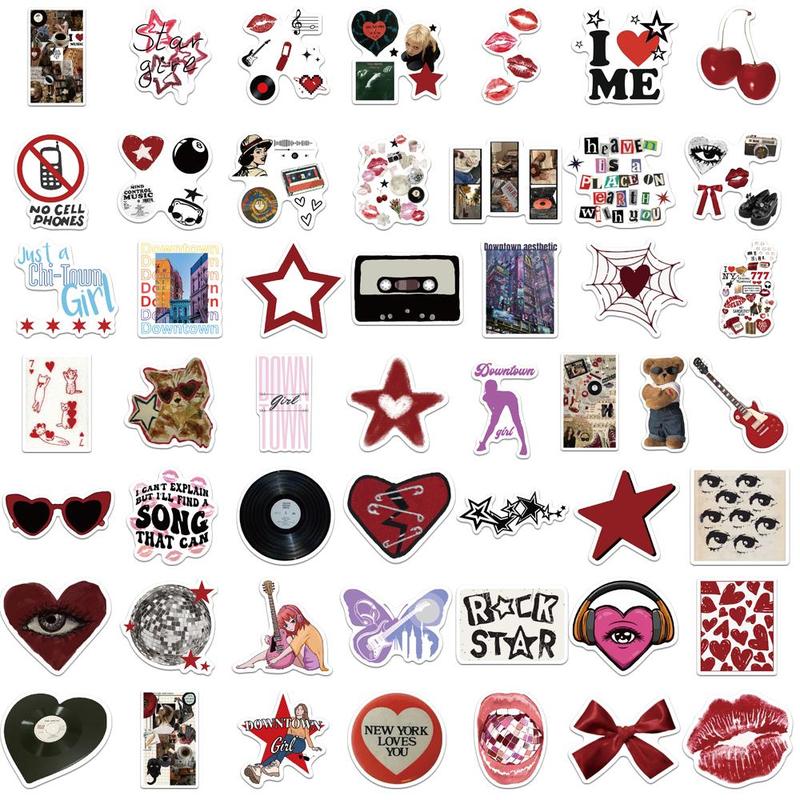 Y2K Girls Themed Sticker, 100pcs Self Adhesive Decorative Stickers, DIY Decals for Water Bottle, Laptop, Phone Case, Scrapbooking, Journal Making