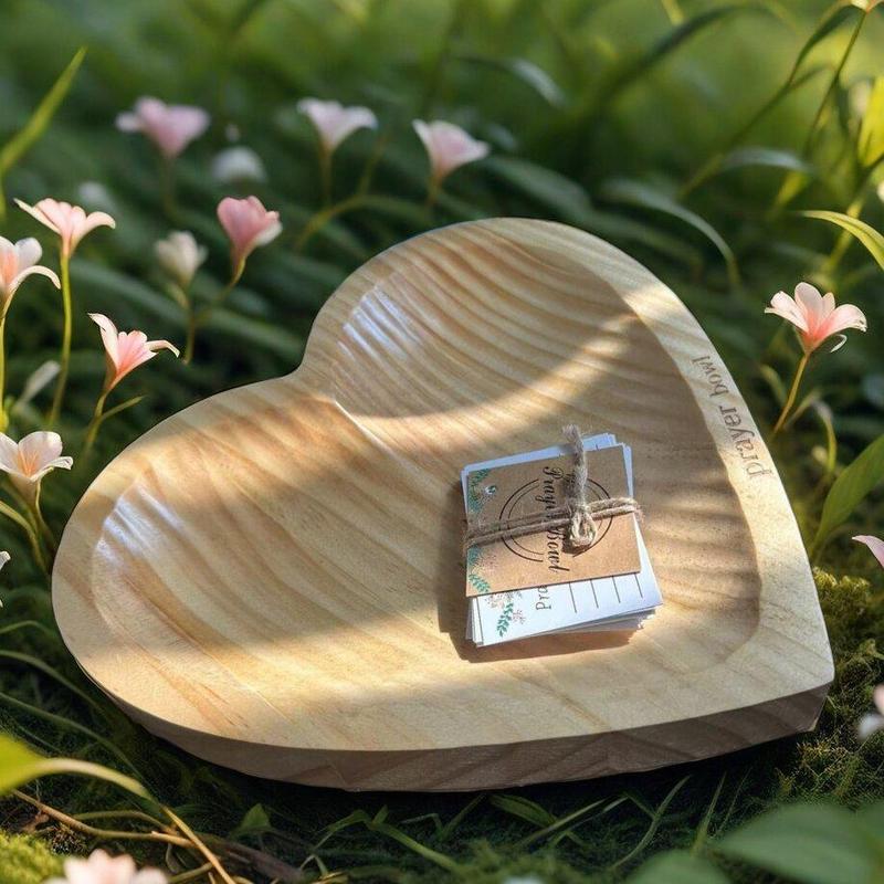 Wooden Heart Shaped Prayer Box, 1 Count Vintage Wooden Prayer Box with Cross Decor, Home Decor for Living Room, Bedroom, Office