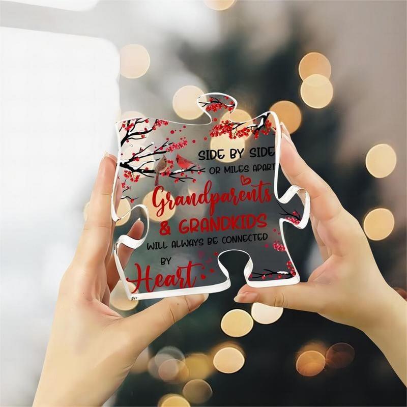 Grandparent Acrylic Puzzle Sign, Puzzle Piece Decor, Gifts For Grandma Grandpa from Grandkids, Valentines Gift, Birthday Gifts from Grandson Granddaughter, Acrylic Table Decor, Stuff for Grandma