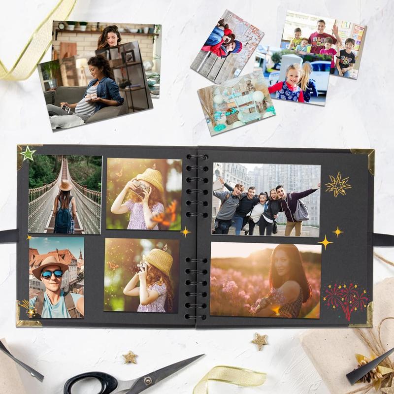 Scrap (8 x 8 inch) Scrap Album 60 Pages Ideal for Your DIY Scraping Albums Wedding and Anniversary Family Photo Album (black)