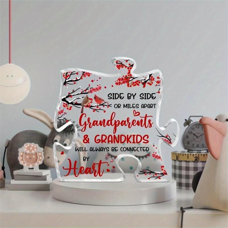 Grandparent Acrylic Puzzle Sign, Puzzle Piece Decor, Gifts For Grandma Grandpa from Grandkids, Valentines Gift, Birthday Gifts from Grandson Granddaughter, Acrylic Table Decor, Stuff for Grandma