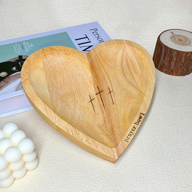 Wooden Heart Shaped Prayer Box, 1 Count Vintage Wooden Prayer Box with Cross Decor, Home Decor for Living Room, Bedroom, Office