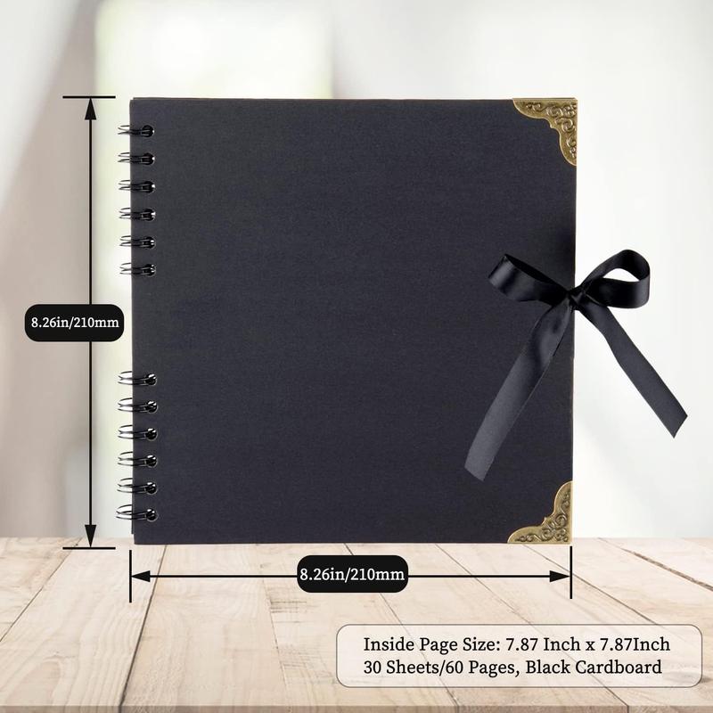 Scrap (8 x 8 inch) Scrap Album 60 Pages Ideal for Your DIY Scraping Albums Wedding and Anniversary Family Photo Album (black)