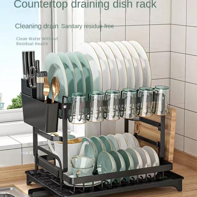 Fall 2-layer Kitchen Dish Drying Rack, Large Capacity Countertop Dish Drying Rack for Glass Cup, Adjustable Stainless Steel Dish Drainer, Kitchen Dry Dish Rack Organizers, 2024 Storage Organizer