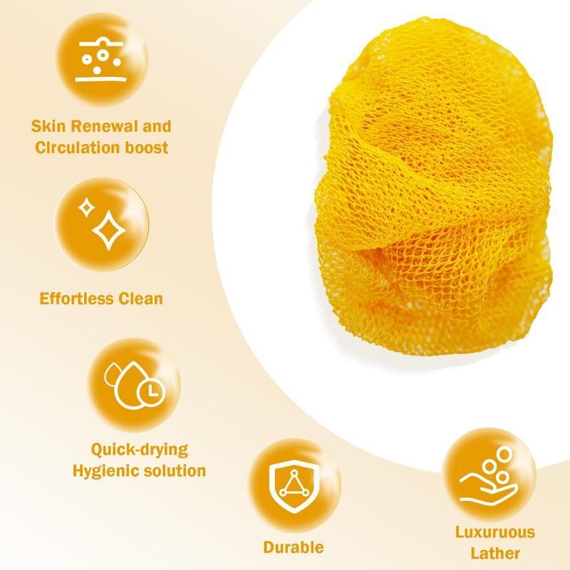 African Exfoliating Net Sponge,  Ethically Sourced from Nigeria, Bath Wash Towel Body Sponge, 3 Pack African Bath Sponge African Net Long Net  Bath Sponge, Shower Accessories Soap Cleaning, Great for Daily Use