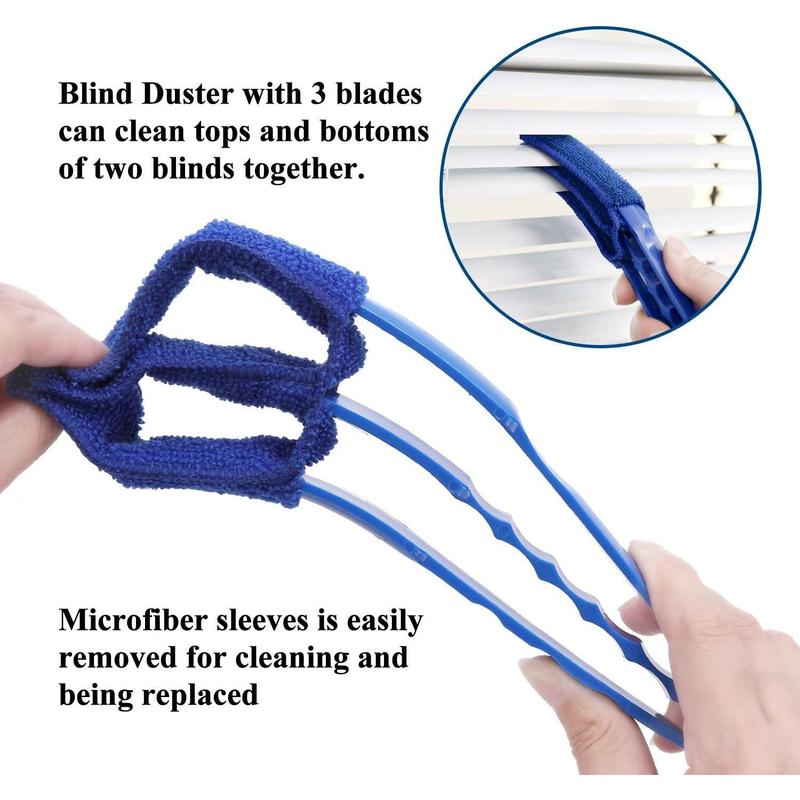 Window Blind Cleaner Duster Brush with 5 Microfiber Sleeves - Blind Cleaner Tools for Window Shutters Blind Air Conditioner Jalousie Dust