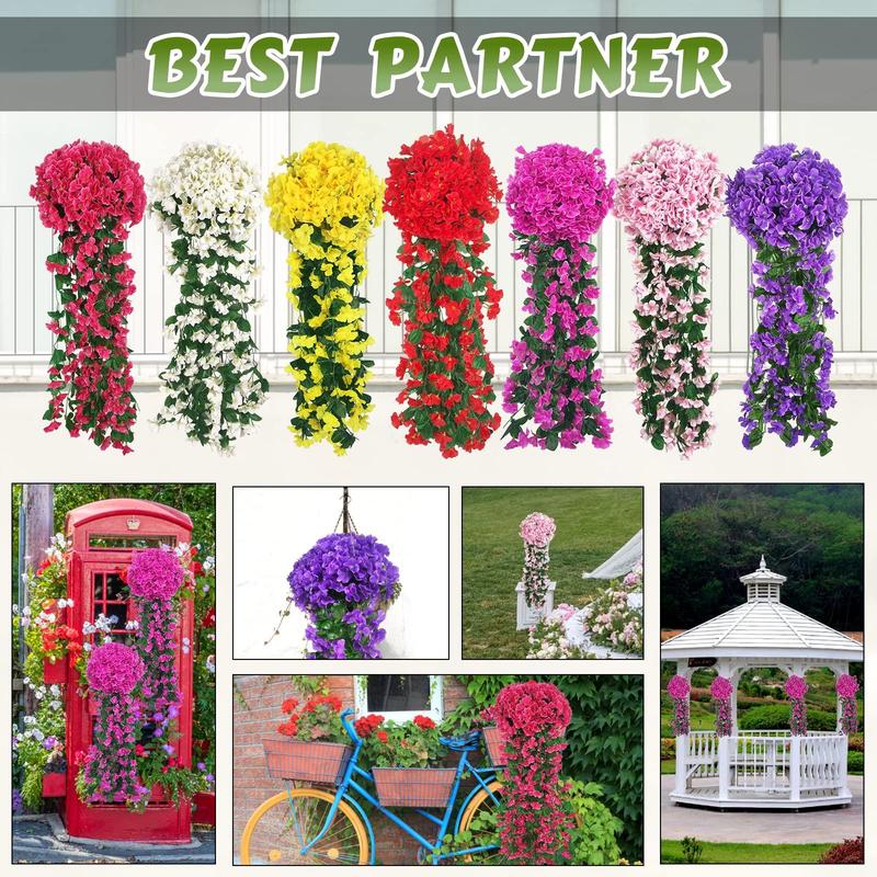 Artificial Hanging Flower, 2 Counts Faux Hanging Wisteria Flower, Decorative Flower for Home & Wedding & Garden & Yard