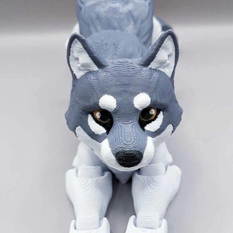 3D Printed Articulated Husky Dog Statue, 1 Count Creative Desktop Decoration, Home Decor Ornament for Living Room Bedroom Office