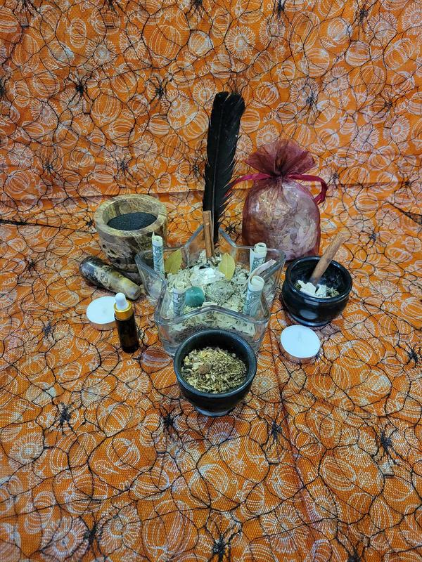 Spell Kit - Money Bowl, for Abundance & Prosperity | DIY Witchcraft Supplies with Herbs, Oil, Salt, Candle, Stone and Spell