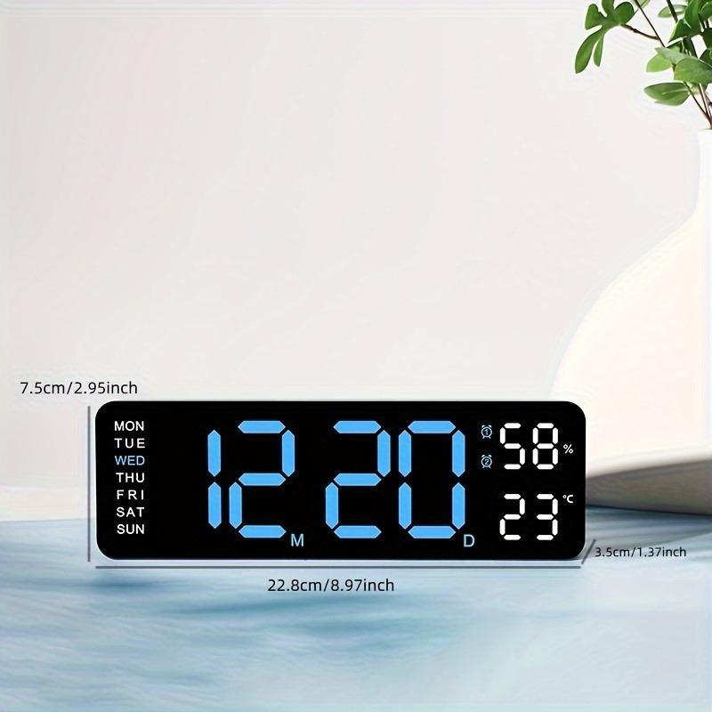 Large Display Digital Alarm Clock, 1 Count Battery Powered Easy-to-read Multi-function Temperature Humidity Date Display Wall Clock, Wall Mountable Clock for Home, Office, School(without Battery)