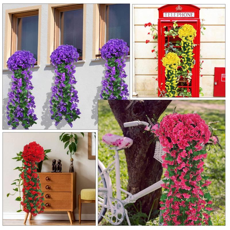 Artificial Hanging Flower, 2 Counts Faux Hanging Wisteria Flower, Decorative Flower for Home & Wedding & Garden & Yard