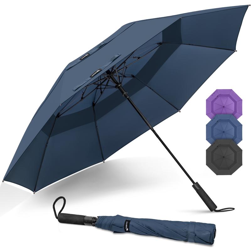 Golf Umbrella 62 Inch Compact  - Automatic Foldable Large Travel Golf Umbrellas Windproof Double Canopy Vented, Collapsible Golf Umbrella for Men Women by ZOMAKE