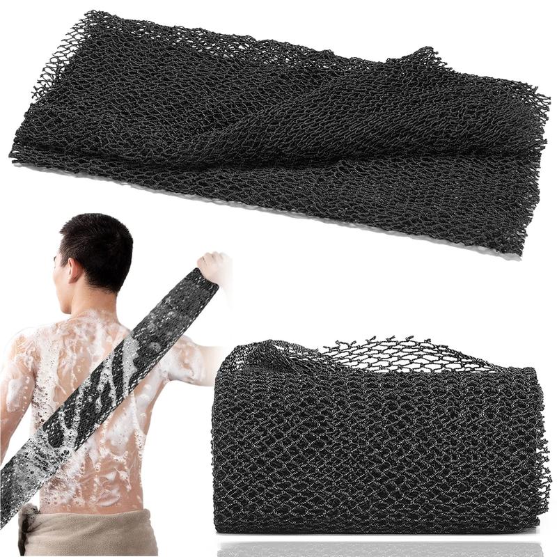 African Exfoliating Net Long Bath Net Sponge,Bathing Body Exfoliating Shower Body Back Scrubber Skin Smoother,Stretch Length to 66 INCH (Black) Accessories Nature