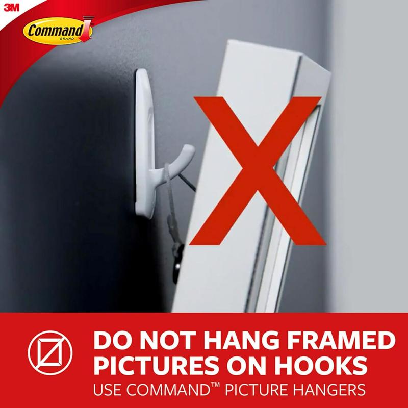 Command Medium Designer Hooks, Holdes up to 3 Lb, 6 Wall Hooks with 12 Command Strips, White, Damage Free Hanging Hooks for Hanging Decorations in Living Spaces Command