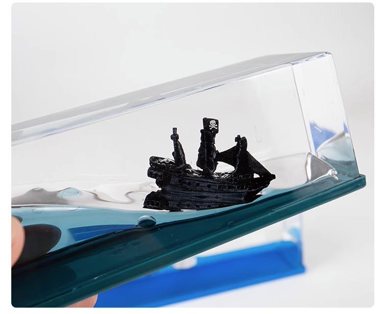 Glass Pirate Ship Ornament - Classic Style Figurine for Home Decor Gift