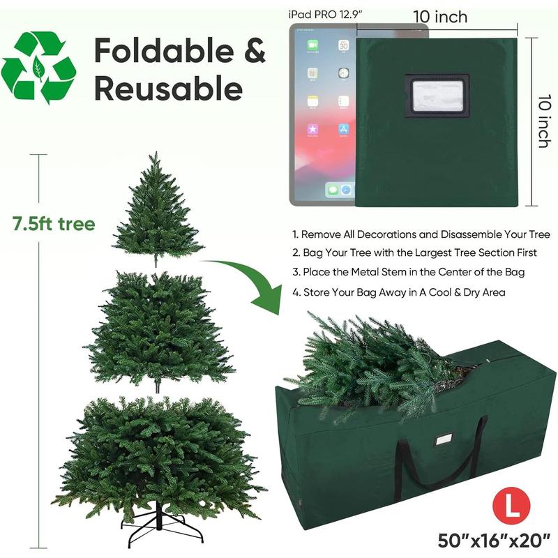 7.5 9 ft Extra Large Christmas Tree Storage Bag With Reinforced Handles and Dual Zippers for Wide Opening