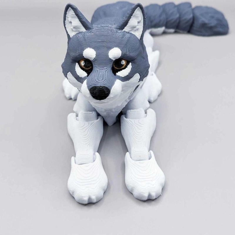 3D Printed Articulated Husky Dog Statue, 1 Count Creative Desktop Decoration, Home Decor Ornament for Living Room Bedroom Office