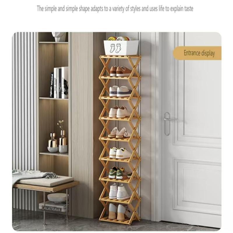 Bamboo Shoe Rack, Multi-layer Foldable Shoe Storage Rack, Shoe Organizer Storage Racks, Home Organizer for Living Room Bedroom Bathroom,  Shoe Rack Organizer