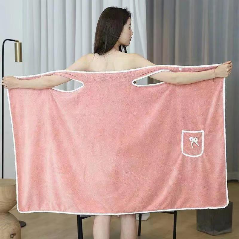 Coral Fleece Bath Towel, Soft Absorbent Bathrobe, Wearable Bath Skirt for Women, Bath Towel for Home & Travel