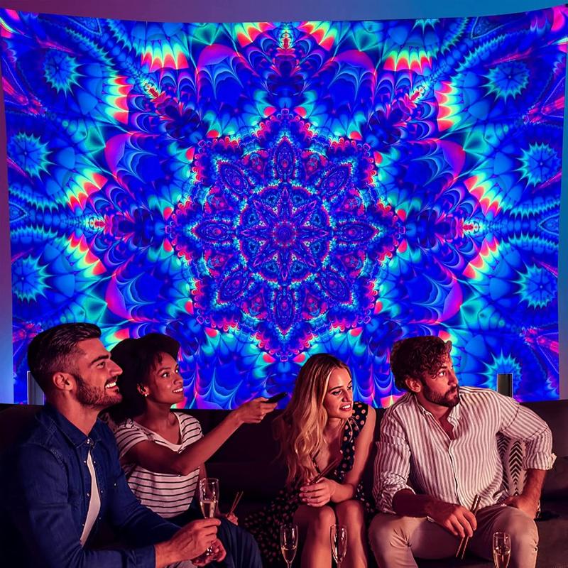 Colorful Mandala Pattern Tapestry, 1 Count Luminous Tapestry, Boho Style Wall Hanging Tapestry for Home Bedroom Living Room Decor