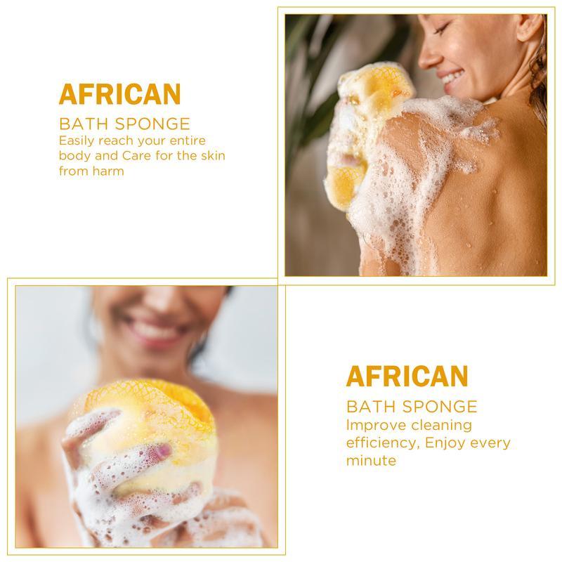 African Exfoliating Net Sponge,  Ethically Sourced from Nigeria, Bath Wash Towel Body Sponge, 3 Pack African Bath Sponge African Net Long Net  Bath Sponge, Shower Accessories Soap Cleaning, Great for Daily Use