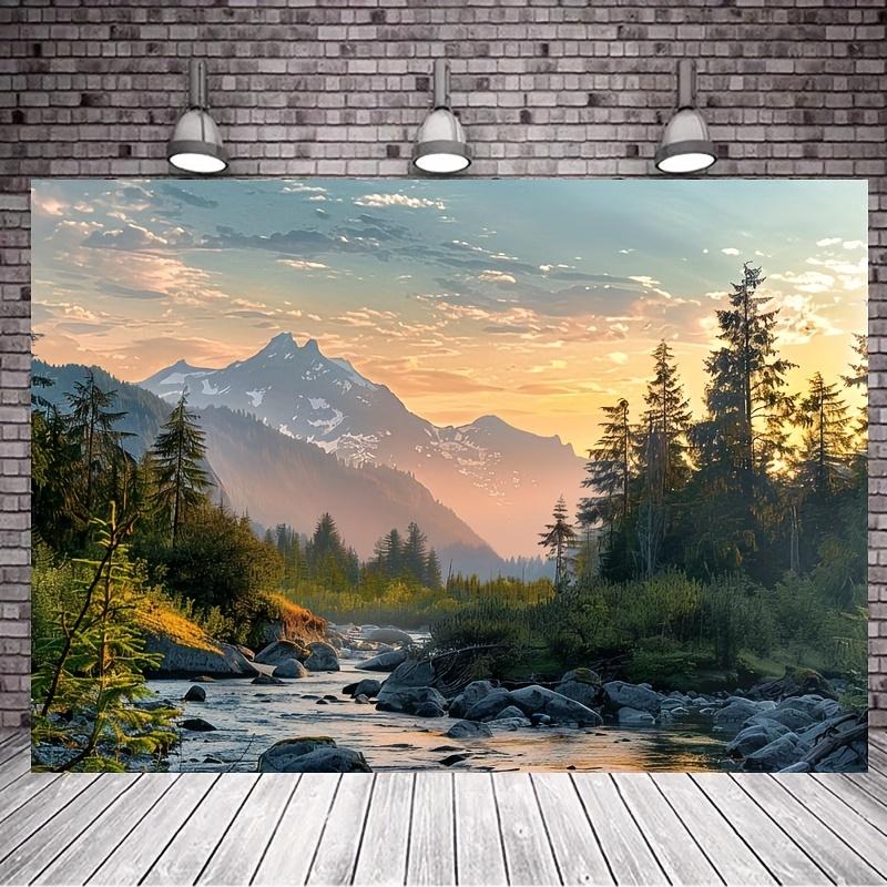 Christmas 2024 Ornament - Rock Mountain Nature Wilderness Scenic Landscape Photography Backdrop Tapestry - Rustic Earthy Theme, Perfect for Living Room, Bedroom Decor, Photo Booth Props, Party Banner, Birthday Decorations, and Supplies