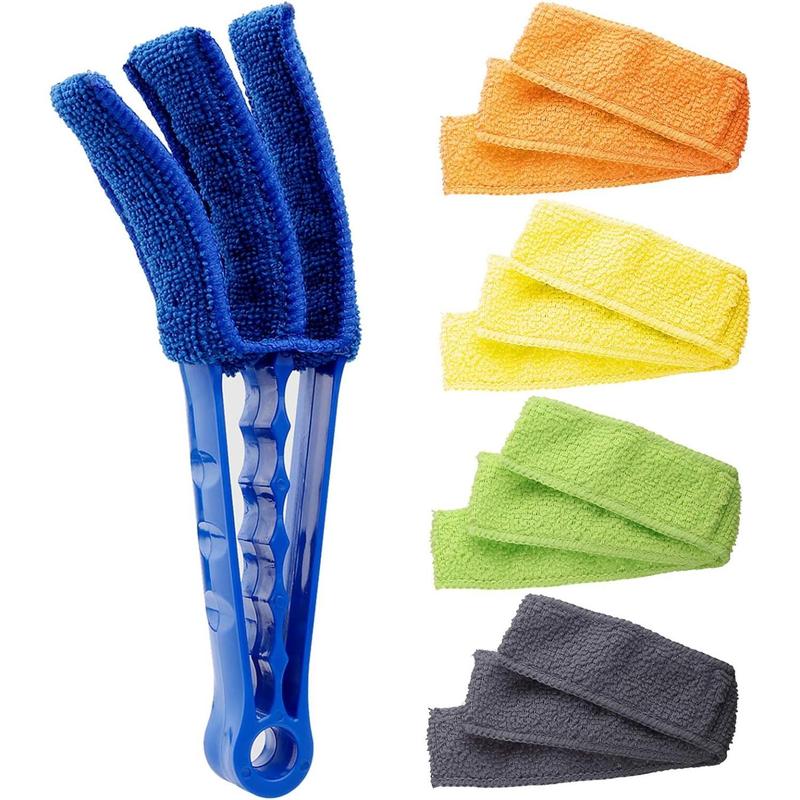 Window Blind Cleaner Duster Brush with 5 Microfiber Sleeves - Blind Cleaner Tools for Window Shutters Blind Air Conditioner Jalousie Dust