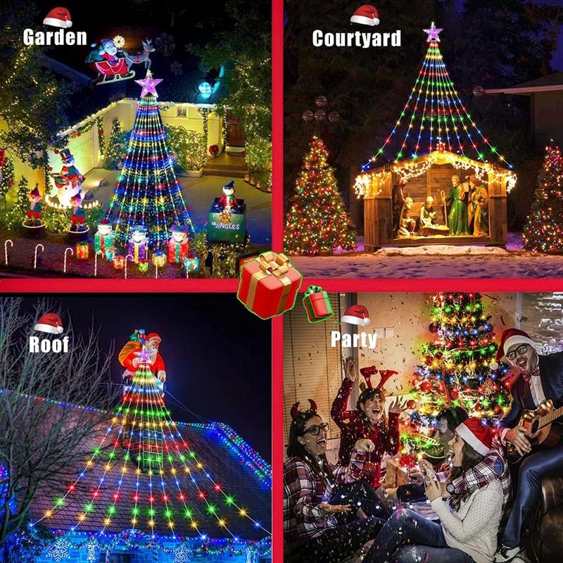 200LEDs Star Design Outdoor Tree Decor LED String Light, USB Powered 8 Modes Indoor Decorative LED Light, Suitable for Home Party Festival Wedding Decor