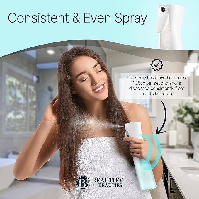 Continuous Spray Bottle with UltraFine Mist -Versatile Water Sprayer forHair, Home Cleaning, Salons, Plants,Aromatherapy, and More - Hair SprayBottle (Clear -7.040z 200ml)-B11