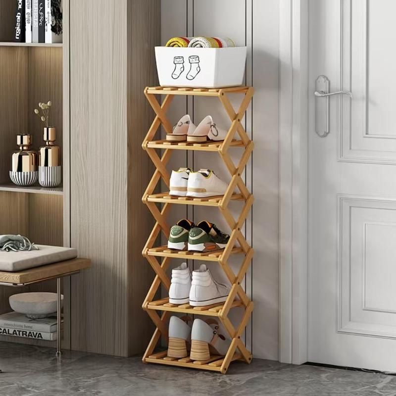 Bamboo Shoe Rack, Multi-layer Foldable Shoe Storage Rack, Shoe Organizer Storage Racks, Home Organizer for Living Room Bedroom Bathroom,  Shoe Rack Organizer