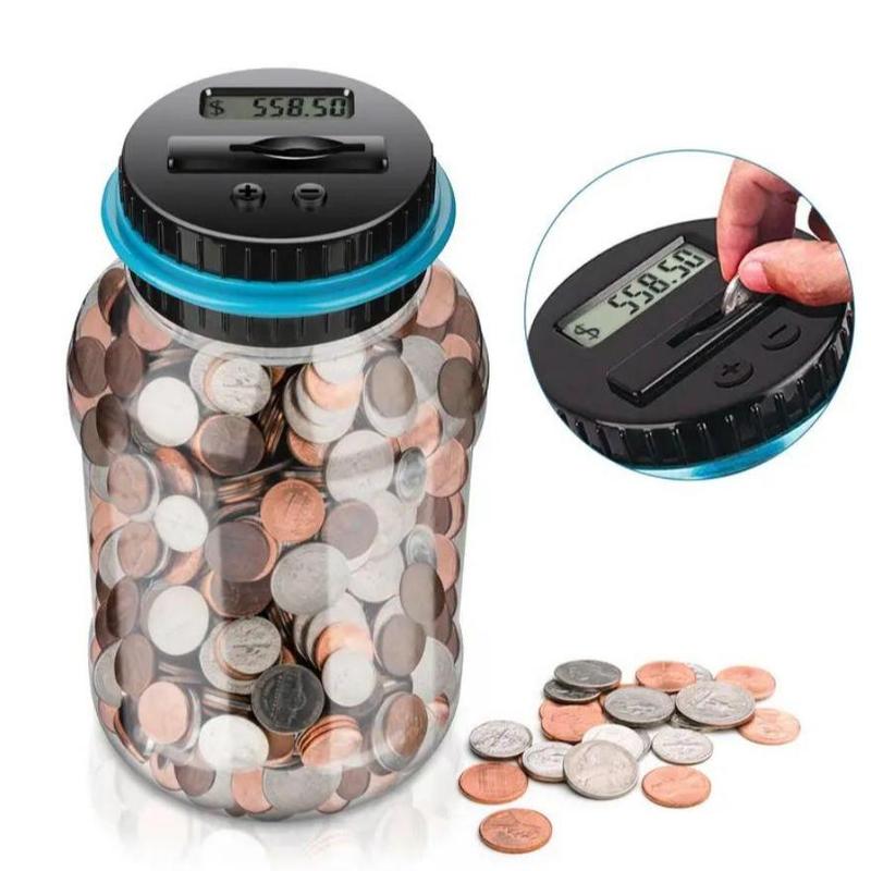 Digital Counting Saving Challenge Coin Bank, Coin Storage Jar without Battery, Money Saving Bottle for Boys Girls Gifts,  Money Jar Room Decor Summer Gift, Boyfriend Gifts, Fall Decor